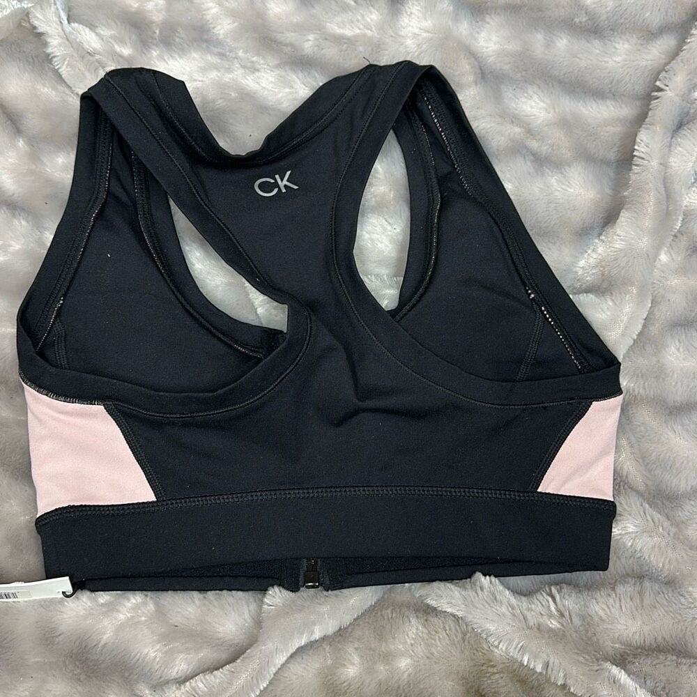 Calvin Klein Performance Women's Front-Zip Racerback Sports Bra - Black Size XS - Picture 3 of 3
